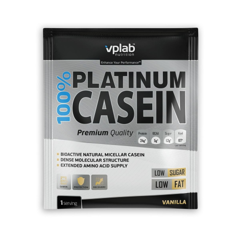 Казеиновый протеин 100% Platinum Casein, вкус «Ваниль», саше 30 гр, VPLab