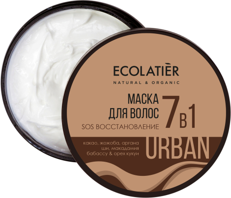 Маска для волос SOS Восстановление 7 в 1 какао &amp; жожоба , 380 мл, Ecolatier