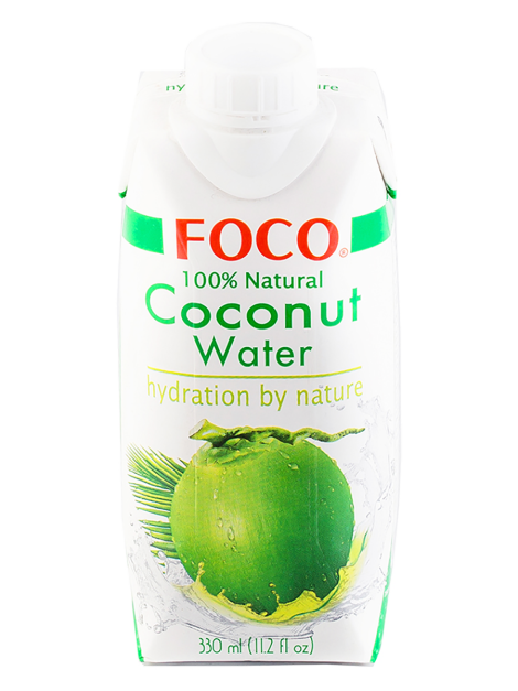 Кокосовая вода 100% натуральная, без сахара, 330 мл, FOCO
