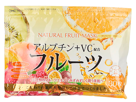 Курс натуральных масок для лица с фруктовыми экстрактами, 30 шт, JAPAN GALS