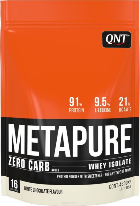 Изолят сывороточного белка METAPURE (белый шоколад) , 480 гр, QNT