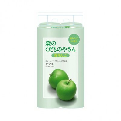 Туалетная бумага двухслойная, аромат зеленого яблоко, 12 рулонов, FUJIEDA SEISHI