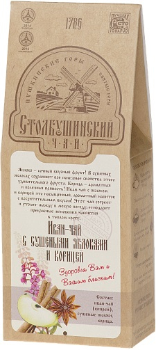 Иван-чай ферментированный с сушеными яблоками и корицей &quot;Столбушино&quot;,30 гр, Столбушинский Продукт