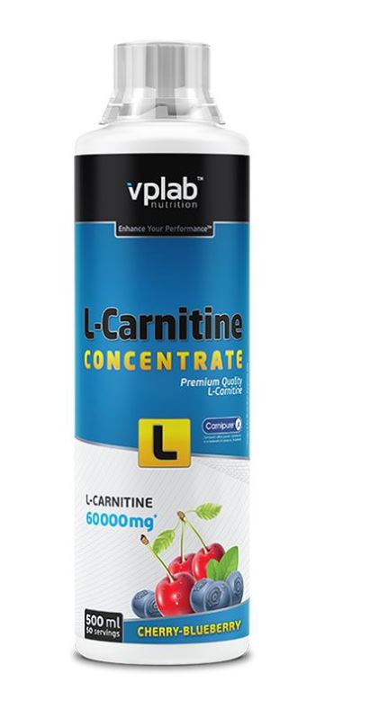 Жидкий концентрат быстродействующего L-карнитина, вкус «Вишня-черника», 500 мл, VPLab