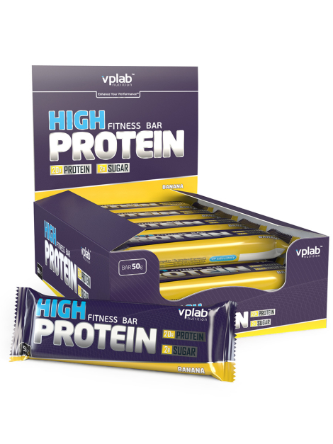 Батончик  40% High Protein bar, Банан, 20 шт, VPLab Nutrition