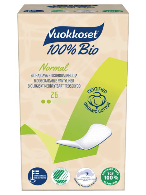 Прокладки ежедневные 100% Bio Normal, 26 шт, Vuokkoset