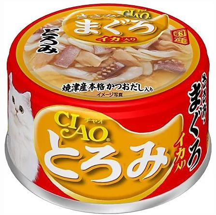 Кальмар с мраморной вырезкой японского тунца-бонито и парным филе курицы, 80 гр,  Japan Premium Pet