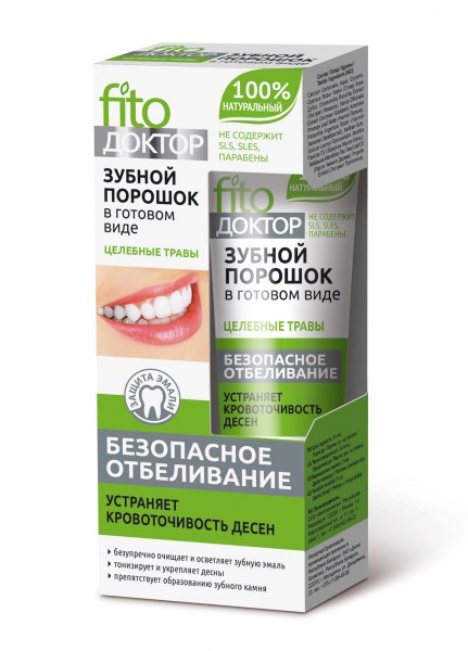 Зубной порошок в готовом виде «Целебные травы», 45 мл, FITO ДОКТОР