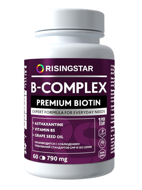 В-COMPLEX, 790 мг, 60 капсул, RISINGSTAR