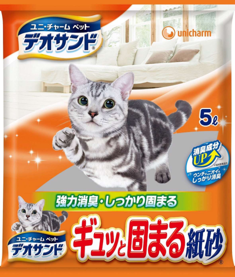 Наполнитель бумажный комкующийся для кошачьего туалета, с дезодорирующими компонентами, 5 л, UNICHARM