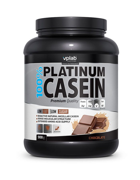 Казеиновый протеин 100% Platinum Casein, вкус «Шоколад», 908 гр, VPLab