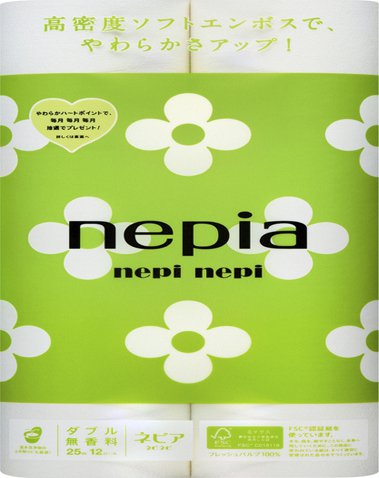 Туалетная бумага двухслойная «Nepi Nepi», без аромата 25 м, 12 рулонов, NEPIA
