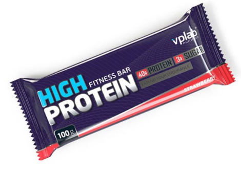 Протеиновый батончик 40% High Protein, вкус «Клубника», 100 гр, VPLab
