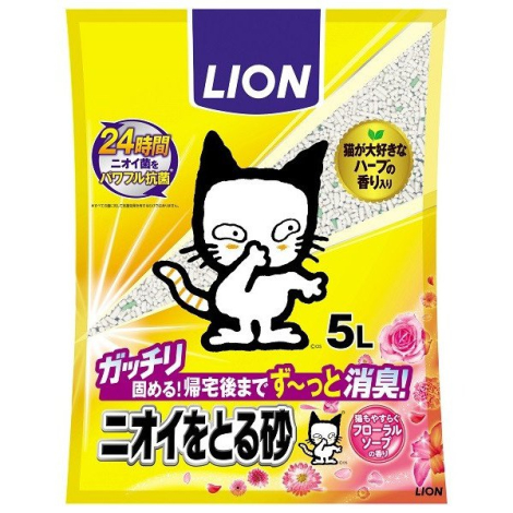 Наполнитель бентонитовый для кошачьего туалета с ароматом цветочного мыла, 5 л, LION