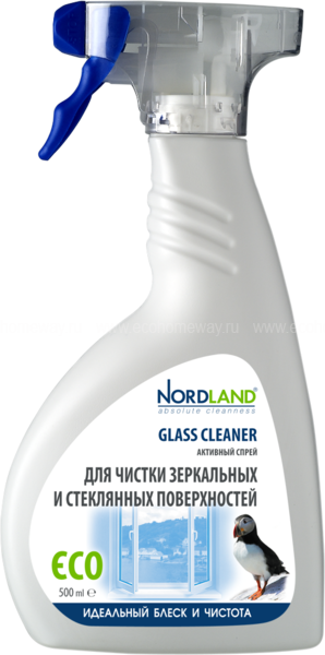 Активный спрей для чистки зеркальных и стеклянных поверхностей, 500 мл, NORDLAND
