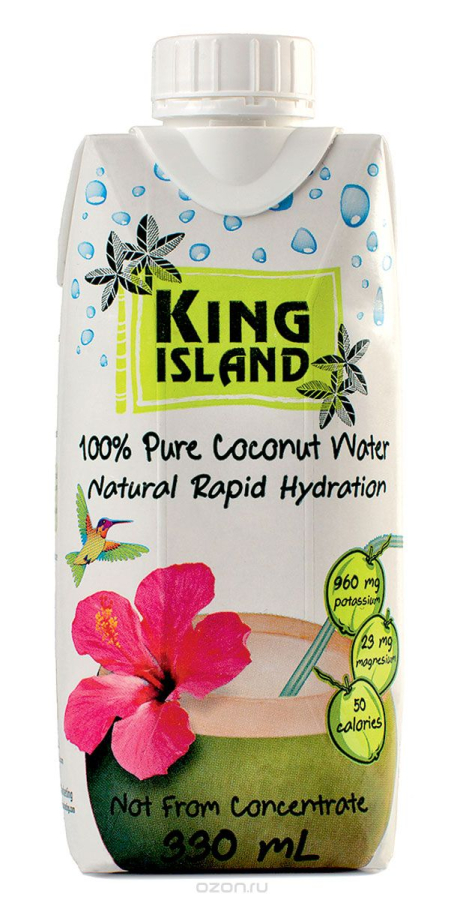 100 % Кокосовая вода без сахара, 330 мл, KING ISLAND