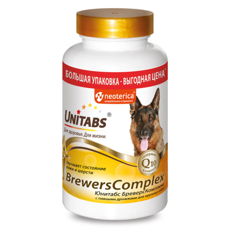 Витамины Unitabs  BrewersComplex с Q10 для крупных собак, 200 таблеток, Unitabs