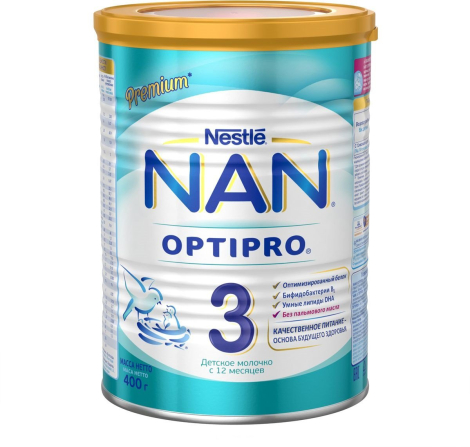 Сухая молочная смесь NAN 3 Optipro, с 12 месяцев, 400 гр, Nestle