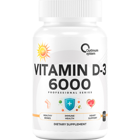 Витамин D-3 6000, 600 МЕ, 365 мягких капсул, Optimum System