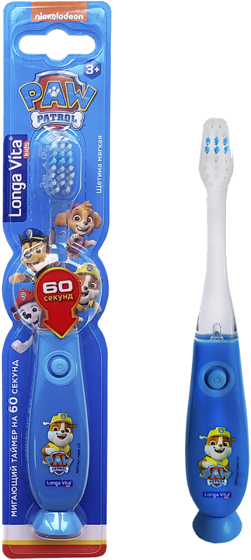 Купить Детская зубная щетка мигающая с присоской Крепыш, Paw Patrol 3+, Longa vita