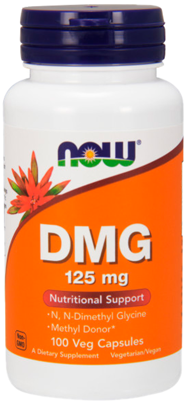 DMG(диметилглицин) стимулятор энергии, 125 мг, 100 вегетарианских капсул, NOW