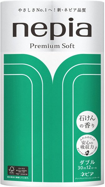 Туалетная бумага двухслойная Premium Soft, ароматизированная, 30 м, 12 рулонов, NEPIA