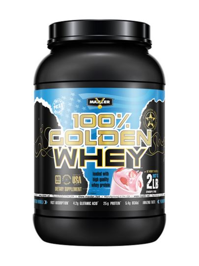 Протеин 100% Golden Whey, вкус Клубника, 907 гр, MAXLER