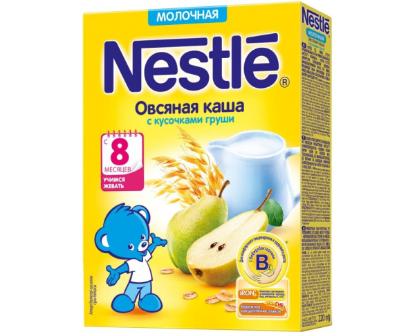 Каша молочная овсяная с грушей, 250 гр, Nestle