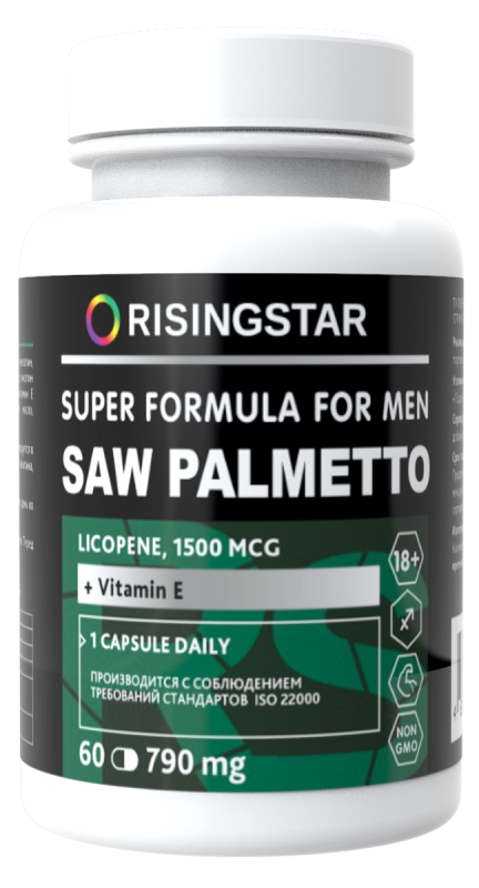 Витамины для мужчин Saw Palmetto, 60 капсул, Risingstar