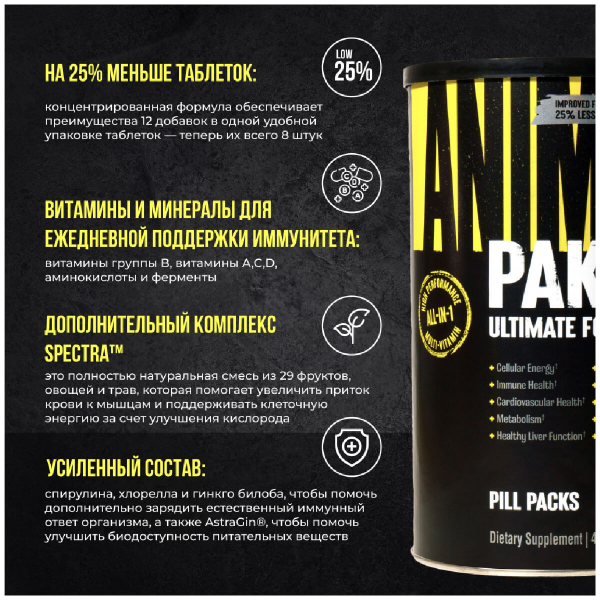 Витаминно-минеральный комплекс спортивный Animal Pak, 44 порции, Universal Nutrition - фото 5
