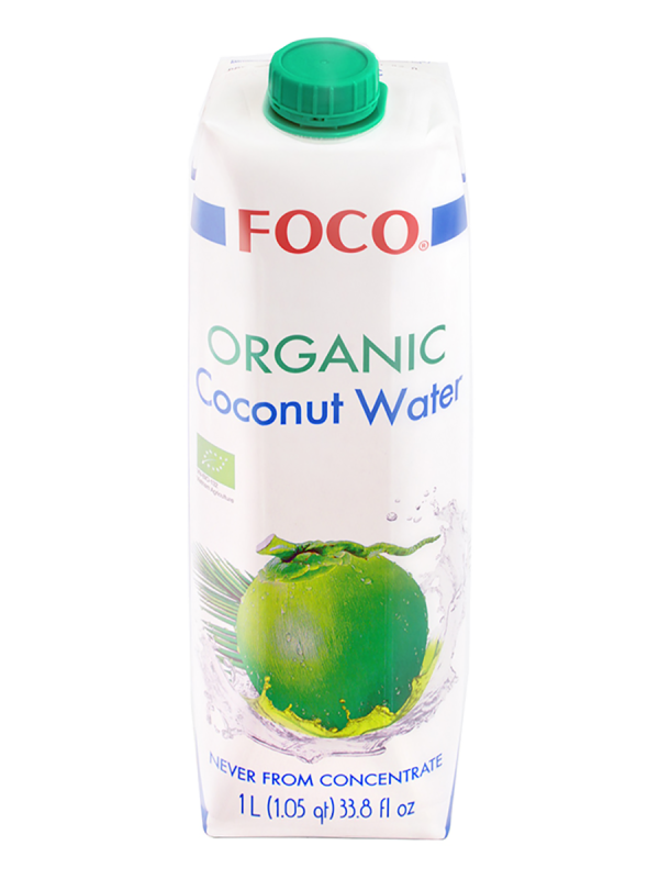Кокосовая вода органическая, без сахара, 1000 мл, FOCO