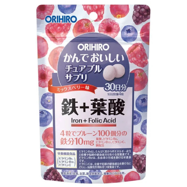 Железо с витаминами со вкусом лесных ягод, 120 таблеток, ORIHIRO