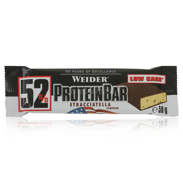 Протеиновый батончик 52% Protein Bar, вкус «Страчиателла», 50 гр, Weider