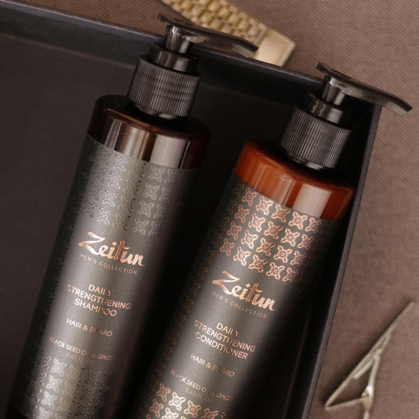 Бальзам-кондиционер для волос и бороды укрепляющий для мужчин, с имбирем и черным тмином, 250 мл, ZEITUN - фото