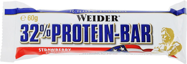 Протеиновый батончик 32% Protein Bar, вкус «Клубника», 60 гр, Weider