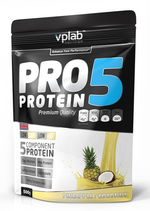 Многокомпонентный протеин PRO5, вкус «Ананас-кокос», 500 гр, VPLab