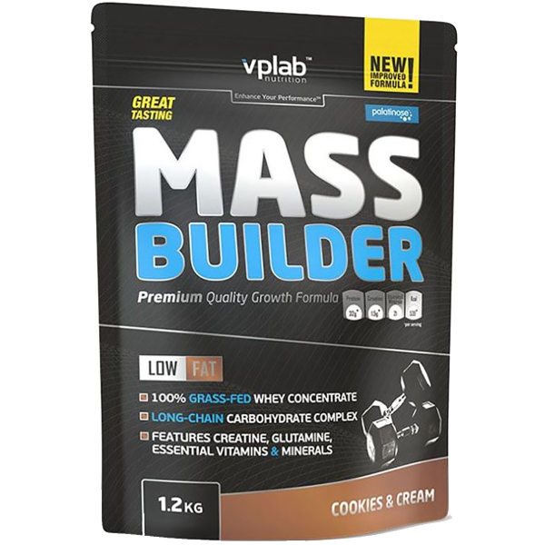 Гейнер Mass Builder, вкус «Печенье и крем», 1,2 кг, VPLab