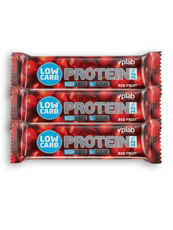 Low Carb Protein Bar, Красные ягоды, 3 шт, VPLab Nutrition