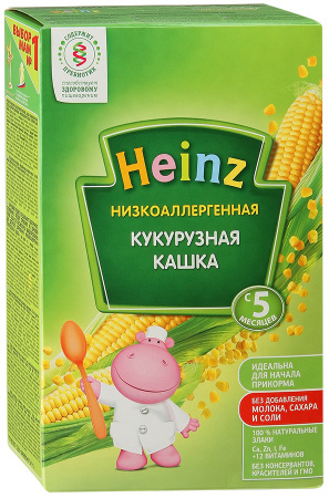 Низкоаллергенная кукурузная кашка, 200 гр, Heinz