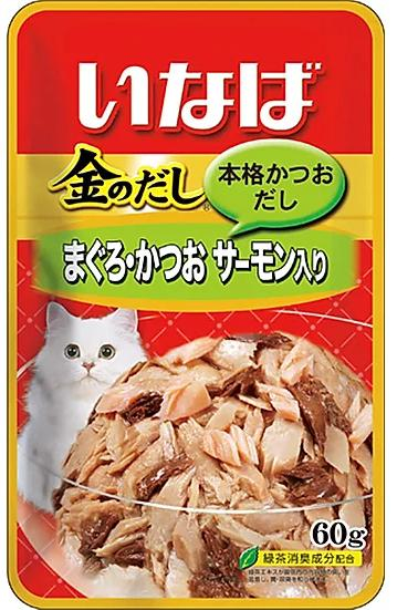 Лакомство для кошек желтоперый тунец и японский тунец-бонито с семгой, 60 гр, Japan Premium Pet