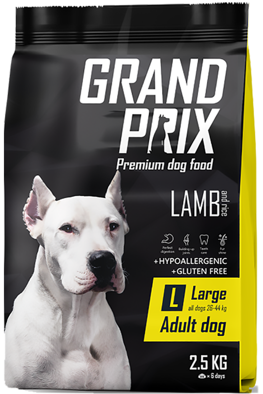 Корм сухой для взрослых собак крупных пород GRAND PRIX Large Adult ягненок, 2.5 кг, GRAND PRIX