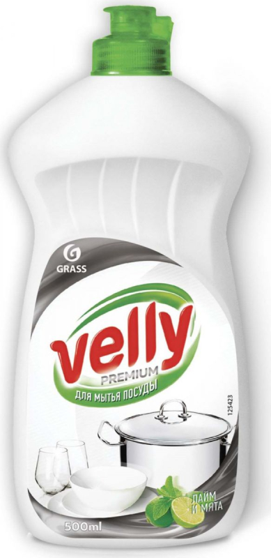 Средство для мытья посуды Velly Premium,  лайм и мята, 550 мл, Grass