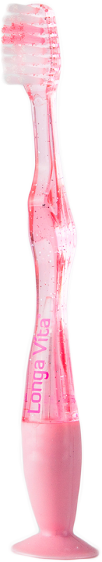 Купить Детская зубная щетка мигающая оригинальная с присоской, 5-10 лет, розовая, Longa vita