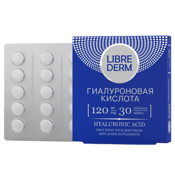 Купить Гиалуроновая кислота в таблетках, 120 мг, 30 таблеток, LIBREDERM