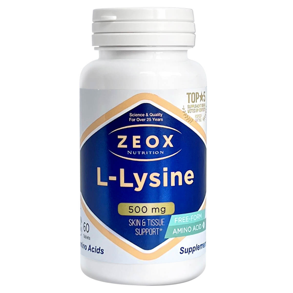 L-Лизин моногидрохлорид 500 мг (L-Lysine HCL 500mg), таблетки, 60 шт, Zeox Nutrition