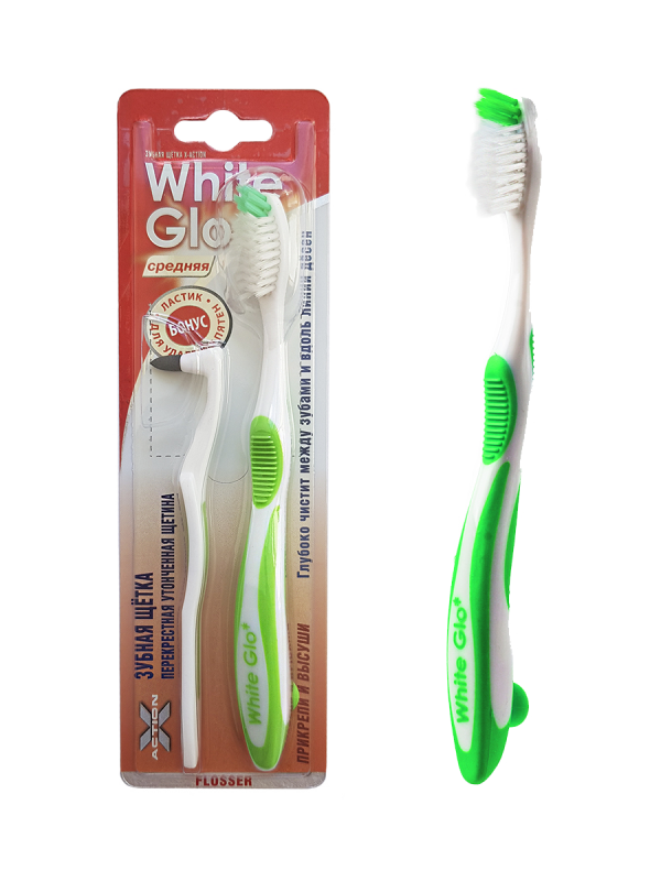 Купить Зубная щетка &quot;Flosser&quot; отбеливающая + ластик для удаления налета, White Glo
