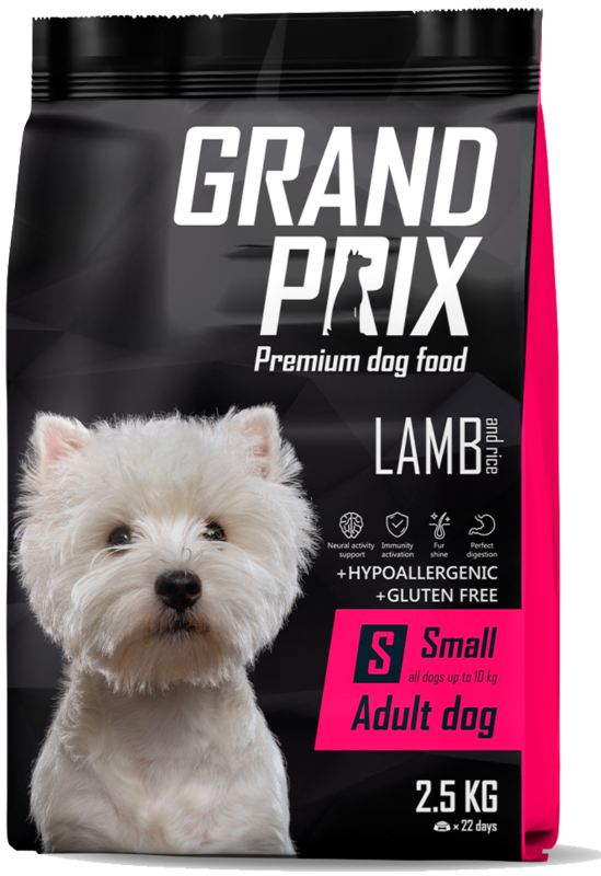 Корм сухой для взрослых собак мелких и миниатюрных пород GRAND PRIX Small Adult ягненок, 2.5 кг, GRAND PRIX