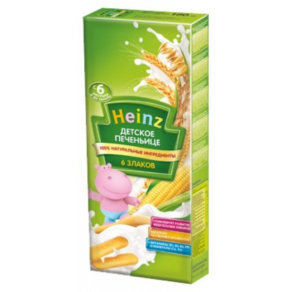 Детское печеньице «6 злаков», 180 гр, Heinz