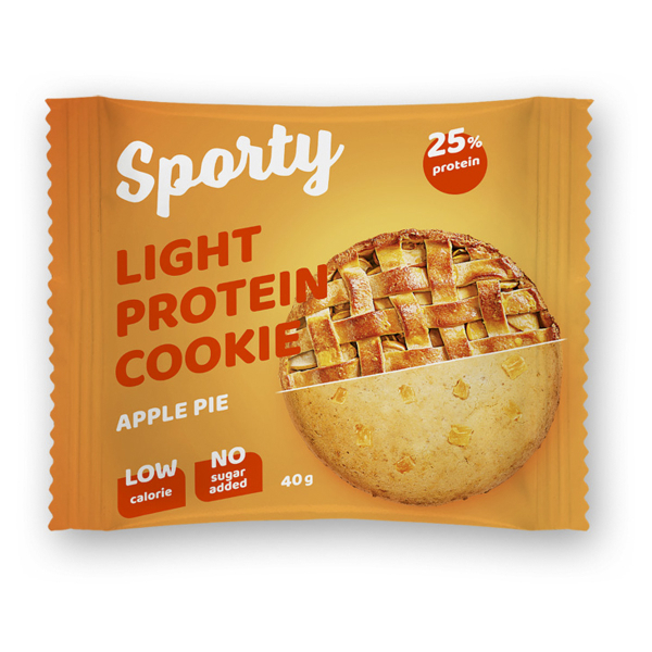 Купить Печенье SPORTY Protein Light  БЕЗ САХАРА  &quot;Яблочный пирог&quot;, 12шт*40г, SPORTY
