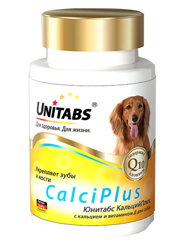 CalciPlus с Q10 c кальцием, фосфором и витамином D для собак, 100 таблеток, UNITABS
